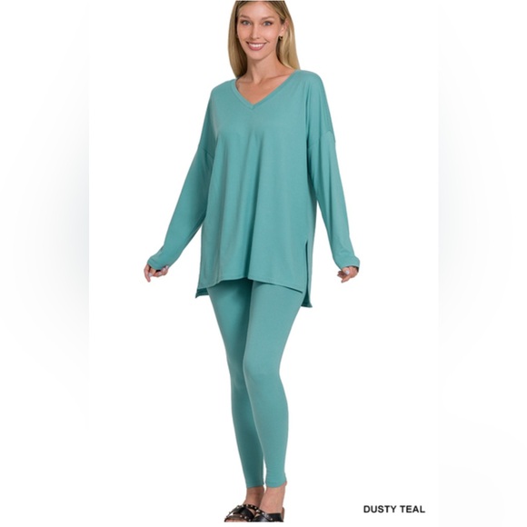 NWT ZENANA BRUSHED DTY MICROFIBER LOUNGEWEAR SET - Picture 1 of 3